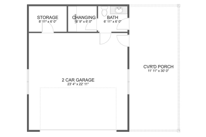 House Design - Floor Plan - Main Floor for Bungalow House Plan #1060-351, 0.5 bath