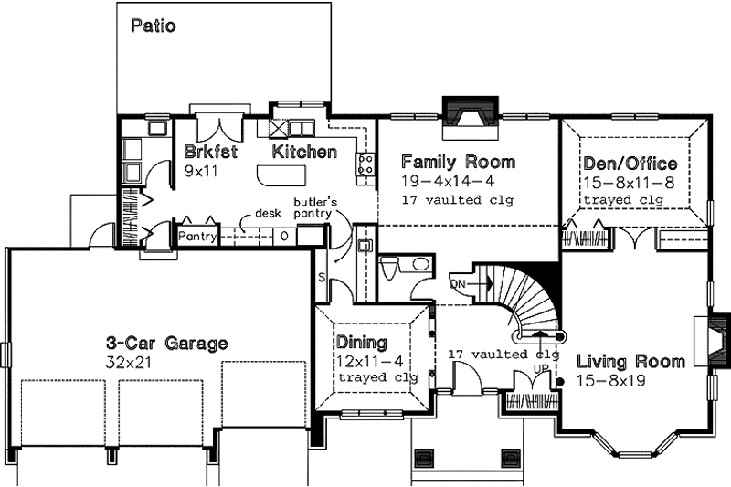 Home Plan - Floor Plan - Main Floor for Traditional House Plan #320-941 - 3 bed, 2.5 bath