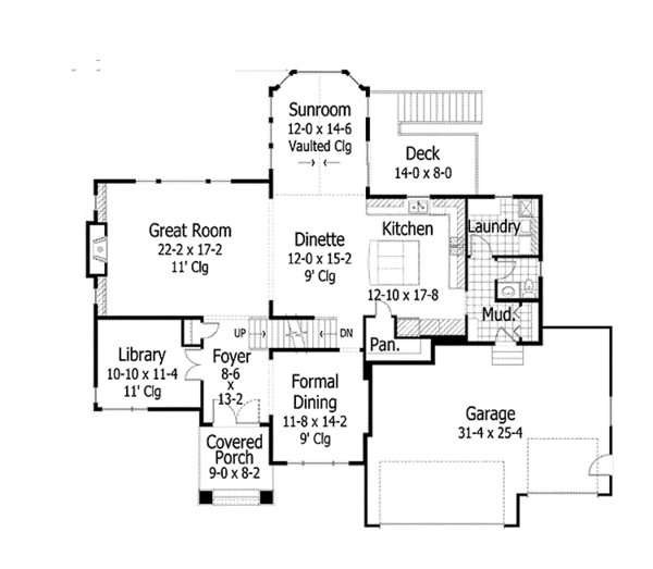 Dream House Plan - Country Floor Plan - Main Floor Plan #51-1067