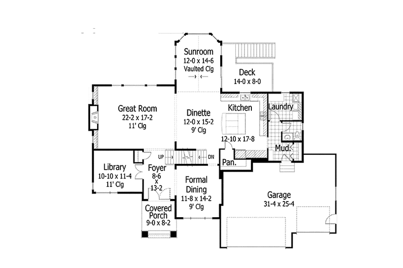 Dream House Plan - Floor Plan - Main Floor for Country House Plan #51-1067 - 4 bed, 3.5 bath