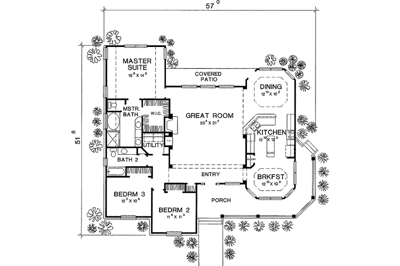 Architectural House Design - Floor Plan - Main Floor for Country House Plan #472-215 - 3 bed, 2 bath