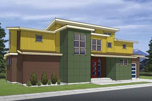 House Design - Exterior - Front Elevation for Contemporary House Plan #569-25 - 3 bed, 2.5 bath