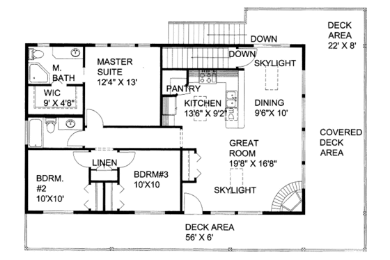 Floor Plan - Main Floor for Log House Plan #117-679 - 3 bed, 2 bath