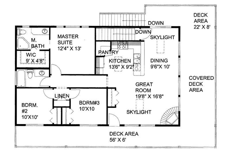 Architectural House Design - Floor Plan - Main Floor for Log House Plan #117-679 - 3 bed, 2 bath