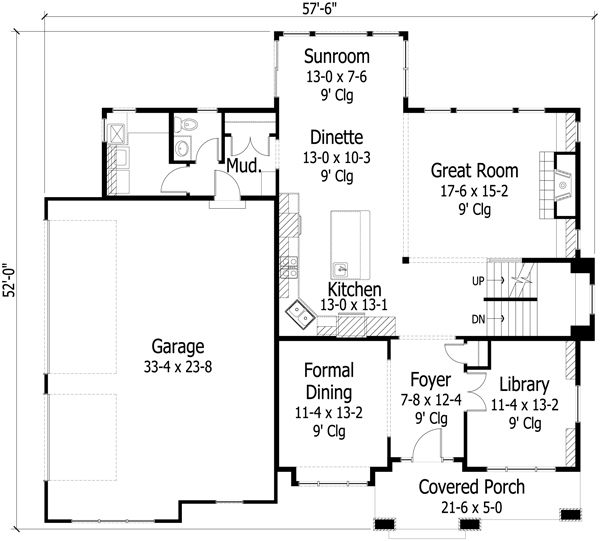Craftsman Floor Plan - Main Floor Plan #51-424