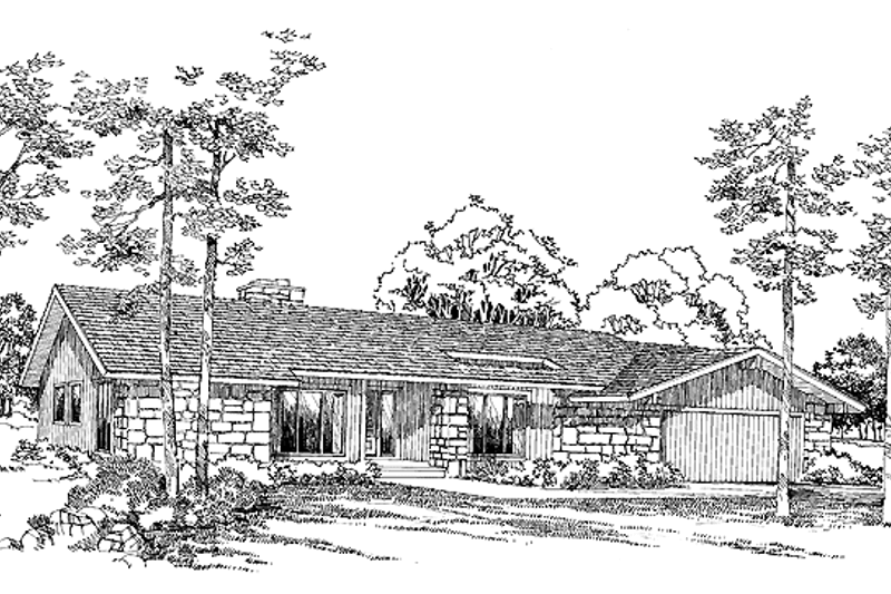 Architectural House Design - Ranch Exterior - Front Elevation Plan #72-733
