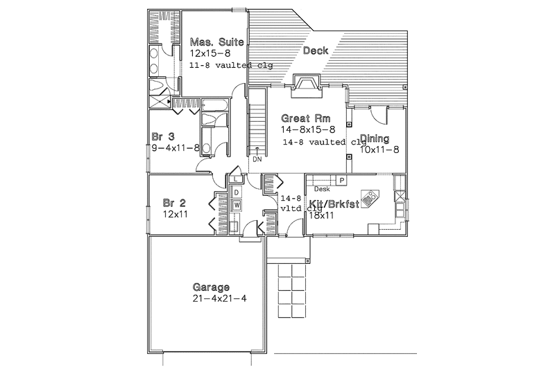 Home Plan - Floor Plan - Main Floor for Ranch House Plan #320-729 - 3 bed, 2 bath