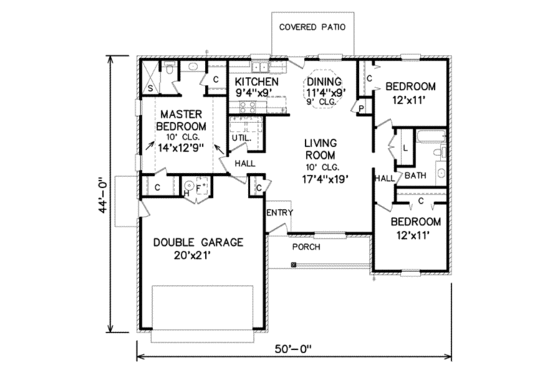Floor Plan - Main Floor for Traditional House Plan #65-279 - 3 bed, 2 bath
