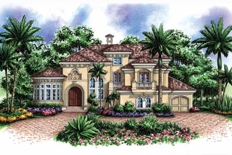 Architectural House Design - Mediterranean Exterior - Front Elevation Plan #1017-155