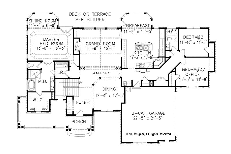 Home Plan - Floor Plan - Main Floor for Ranch House Plan #54-361 - 3 bed, 2 bath