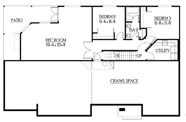 Craftsman Floor Plan - Lower Floor Plan #132-342