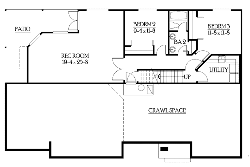 Dream House Plan - Floor Plan - Lower Floor for Craftsman House Plan #132-342 - 3 bed, 2.5 bath