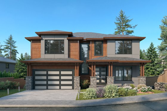 Exterior - Front Elevation 4 for Contemporary House Plan #1066-130 - 4 bed, 3 bath