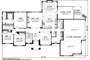 Floor Plan - Main Floor for Ranch House Plan #70-1057 - 3 bed, 2.5 bath
