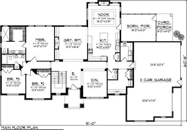 Dream House Plan - Ranch Floor Plan - Main Floor Plan #70-1057