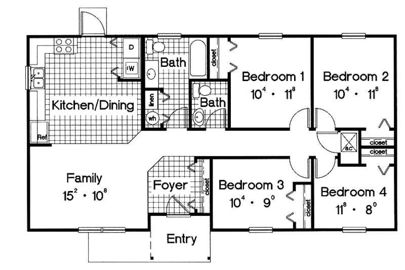 Home Plan - Floor Plan - Main Floor for Mediterranean House Plan #417-582 - 4 bed, 1.5 bath