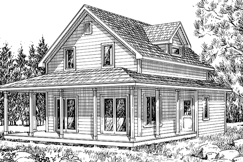 Architectural House Design - Prairie Exterior - Front Elevation Plan #984-1