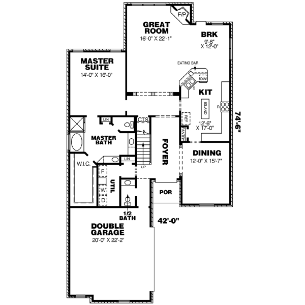 Dream House Plan - Southern Floor Plan - Main Floor Plan #34-186