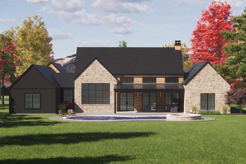 Dream House Plan - Exterior - Rear Elevation for Modern House Plan #1096-51 - 4 bed, 3.5 bath