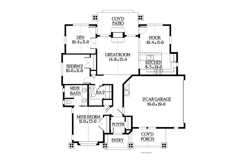 Dream House Plan - Floor Plan - Main Floor for Craftsman House Plan #132-528 - 2 bed, 2 bath