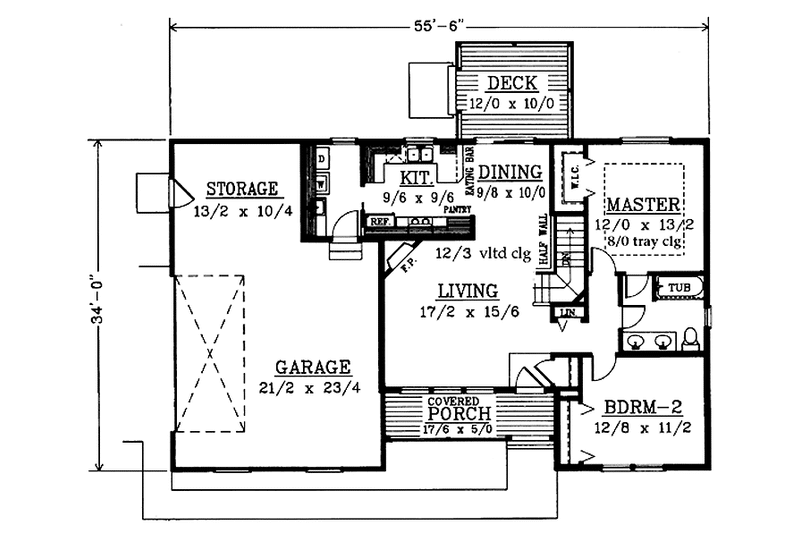 Home Plan - Floor Plan - Main Floor for Country House Plan #1037-3 - 2 bed, 1 bath