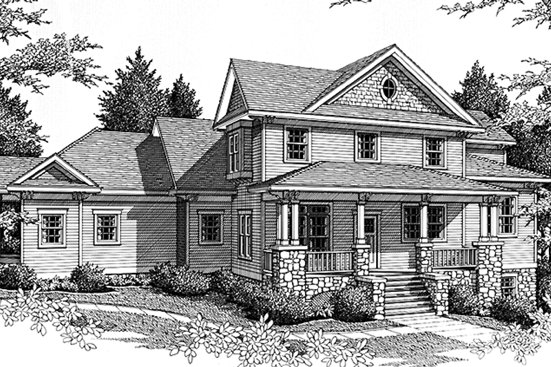 Architectural House Design - Craftsman Exterior - Front Elevation Plan #1037-15