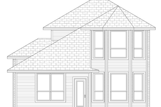Exterior - Rear Elevation for European House Plan #84-564 - 3 bed, 2.5 bath