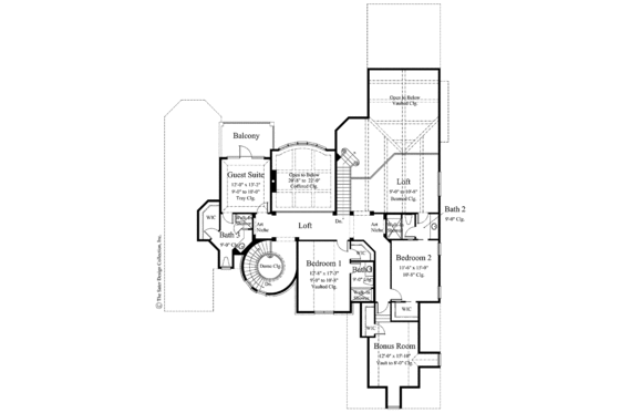 Floor Plan - Upper Floor for Mediterranean House Plan #930-275 - 4 bed, 4.5 bath