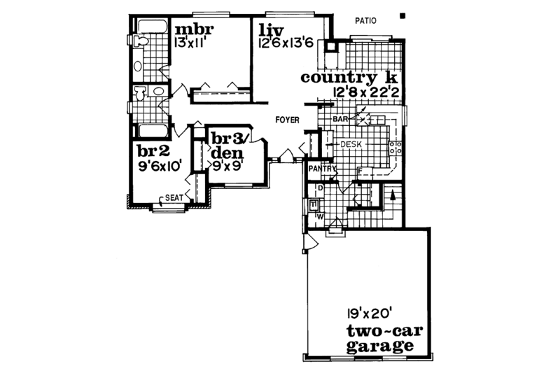 Home Plan - Floor Plan - Main Floor for Ranch House Plan #47-791 - 3 bed, 2 bath