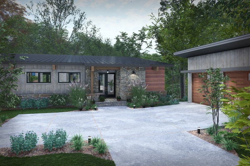 House Blueprint - Exterior - Front Elevation for Contemporary House Plan #120-293 - 3 bed, 3 bath