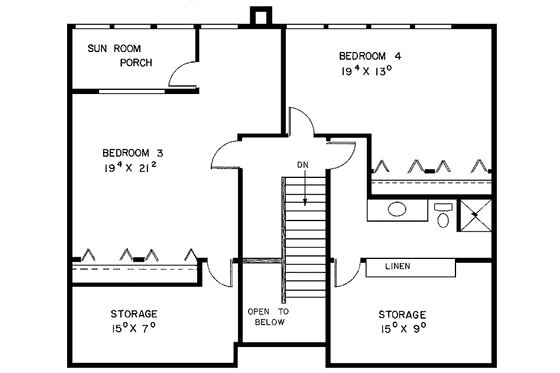 Floor Plan - Upper Floor for Colonial House Plan #60-896 - 4 bed, 2 bath