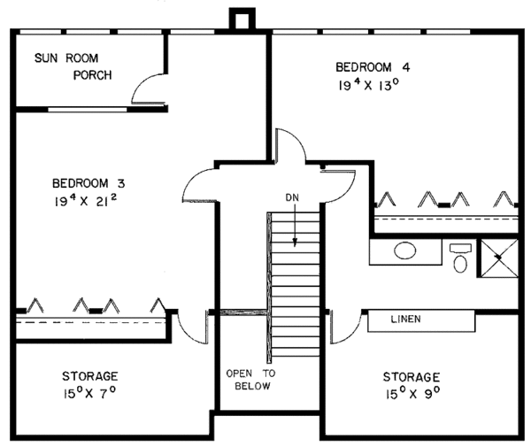 Architectural House Design - Colonial Floor Plan - Upper Floor Plan #60-896