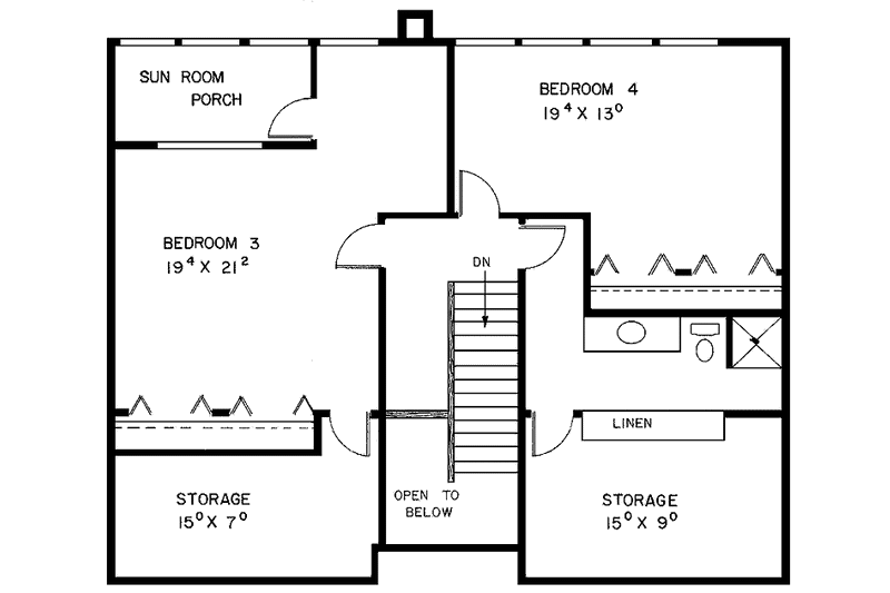 Home Plan - Floor Plan - Upper Floor for Colonial House Plan #60-896 - 4 bed, 2 bath