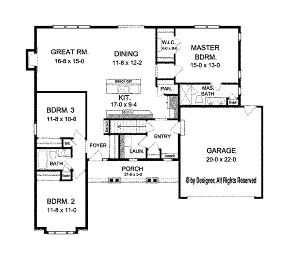 Dream House Plan - Ranch Floor Plan - Main Floor Plan #1010-98