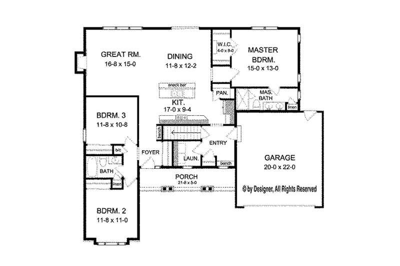 Home Plan - Floor Plan - Main Floor for Ranch House Plan #1010-98 - 3 bed, 2 bath