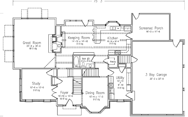 House Blueprint - European Floor Plan - Main Floor Plan #994-16