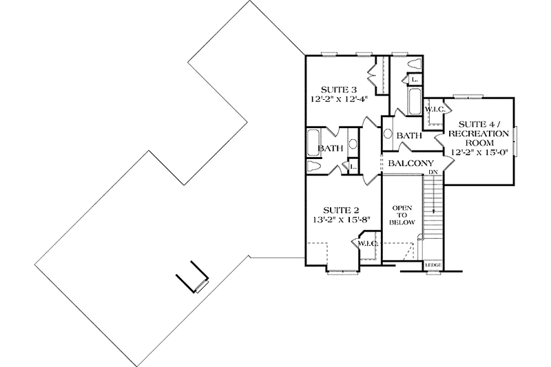 Architectural House Design - Floor Plan - Upper Floor for Country House Plan #453-274 - 4 bed, 3.5 bath