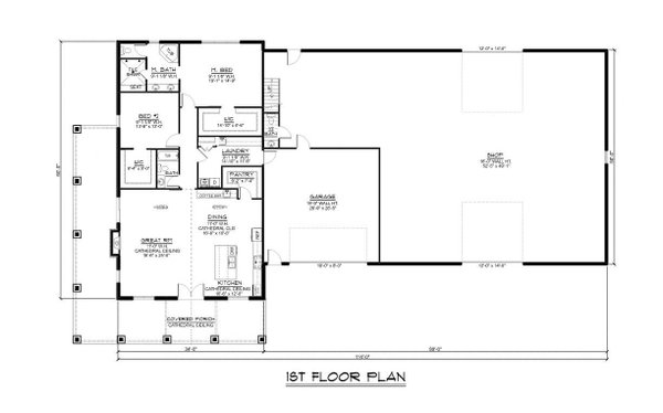 House Blueprint - Barndominium Floor Plan - Main Floor Plan #1064-198