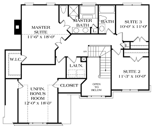 Home Plan - Colonial Floor Plan - Upper Floor Plan #453-358