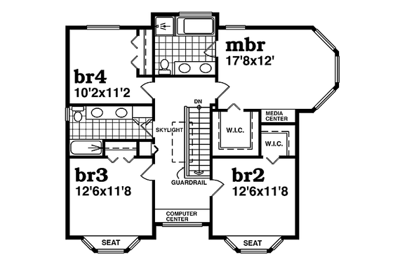Floor Plan - Upper Floor for Traditional House Plan #47-426 - 4 bed, 2.5 bath