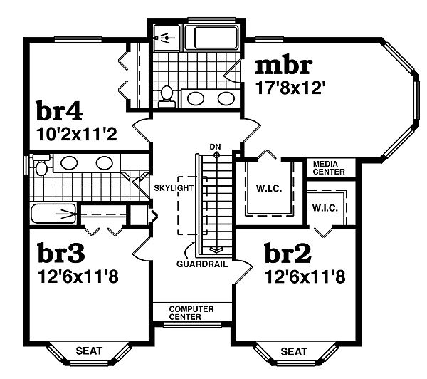 Traditional Floor Plan - Upper Floor Plan #47-426