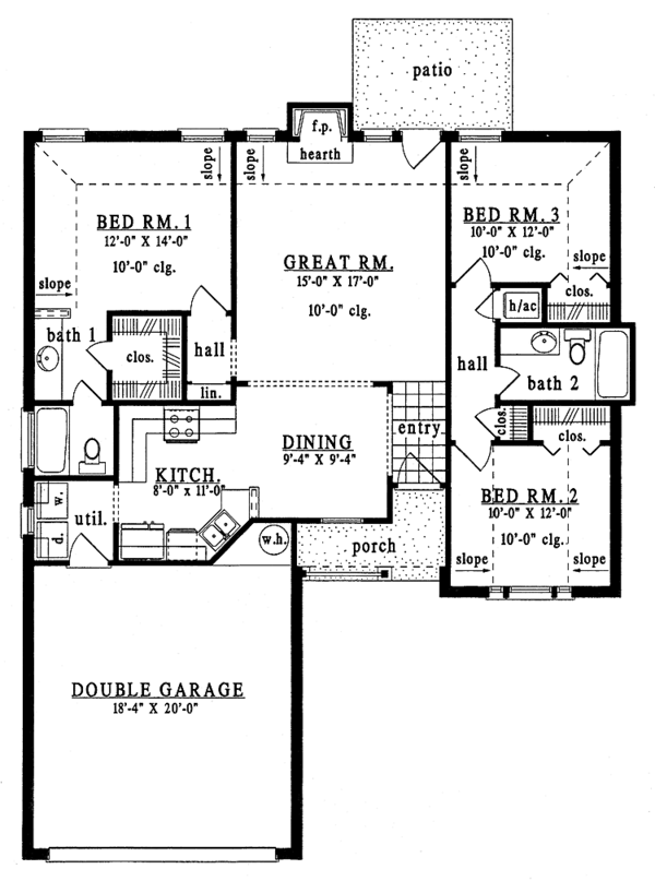 House Blueprint - Ranch Floor Plan - Main Floor Plan #42-499