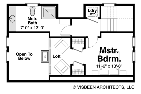 Floor Plan - Upper Floor for Log House Plan #928-281 - 2 bed, 2 bath