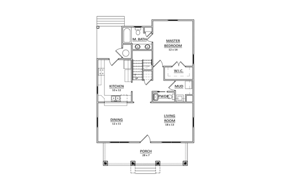 Floor Plan - Main Floor for Craftsman House Plan #936-11 - 3 bed, 2.5 bath