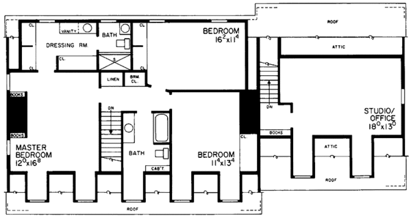 Architectural House Design - Colonial Floor Plan - Upper Floor Plan #72-691