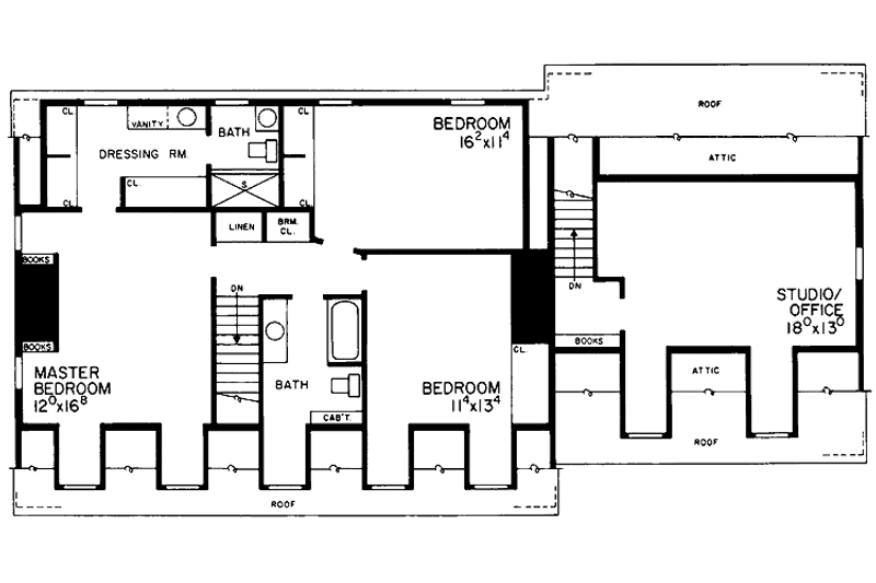 House Blueprint - Floor Plan - Upper Floor for Colonial House Plan #72-691 - 3 bed, 3.5 bath