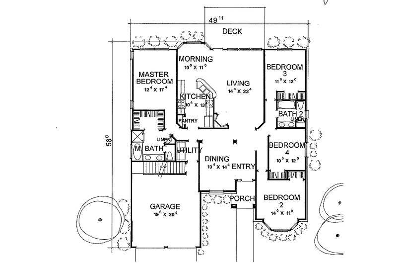 Home Plan - Floor Plan - Main Floor for Country House Plan #472-106 - 4 bed, 2 bath