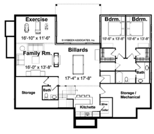 European Floor Plan - Lower Floor Plan #928-40