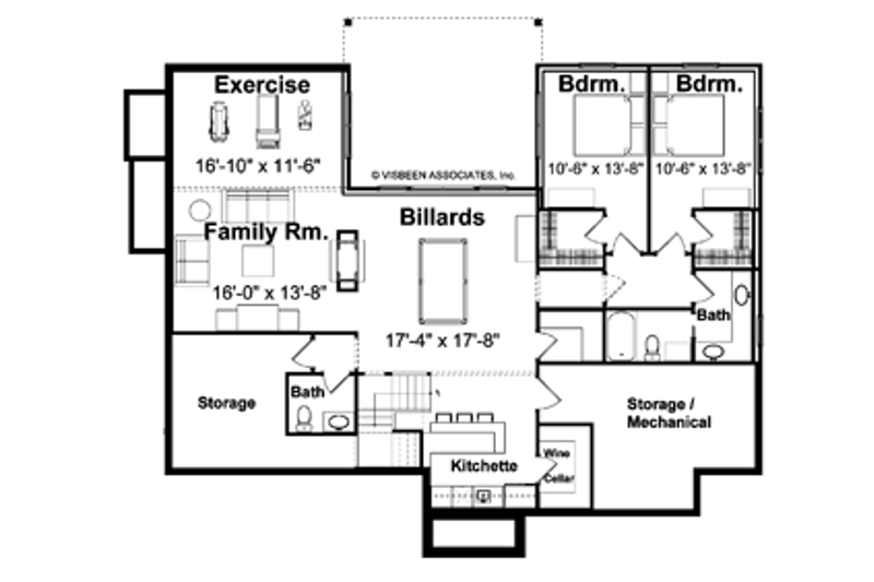 Home Plan - Floor Plan - Lower Floor 1 for European House Plan #928-40 - 4 bed, 3 bath