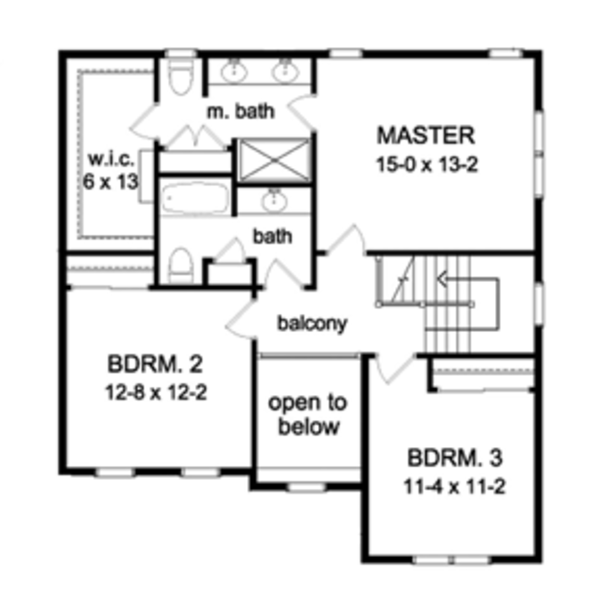 House Blueprint - Colonial Floor Plan - Upper Floor Plan #1010-46